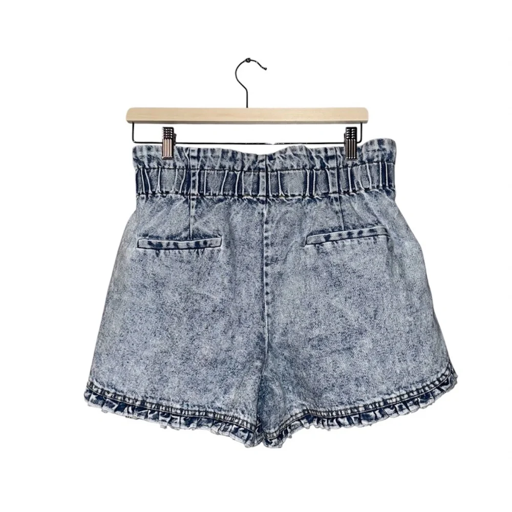 Sea New York Dax Acid Wash Denim Ruffle Shorts Size 8 - Picture 5 of 7